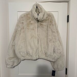 Lucky Brand Off-White Faux Fur Jacket